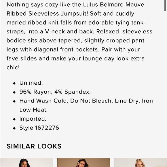 Lulu’s Mauve Ribbed Jumpsuit - Picture 7 of 7